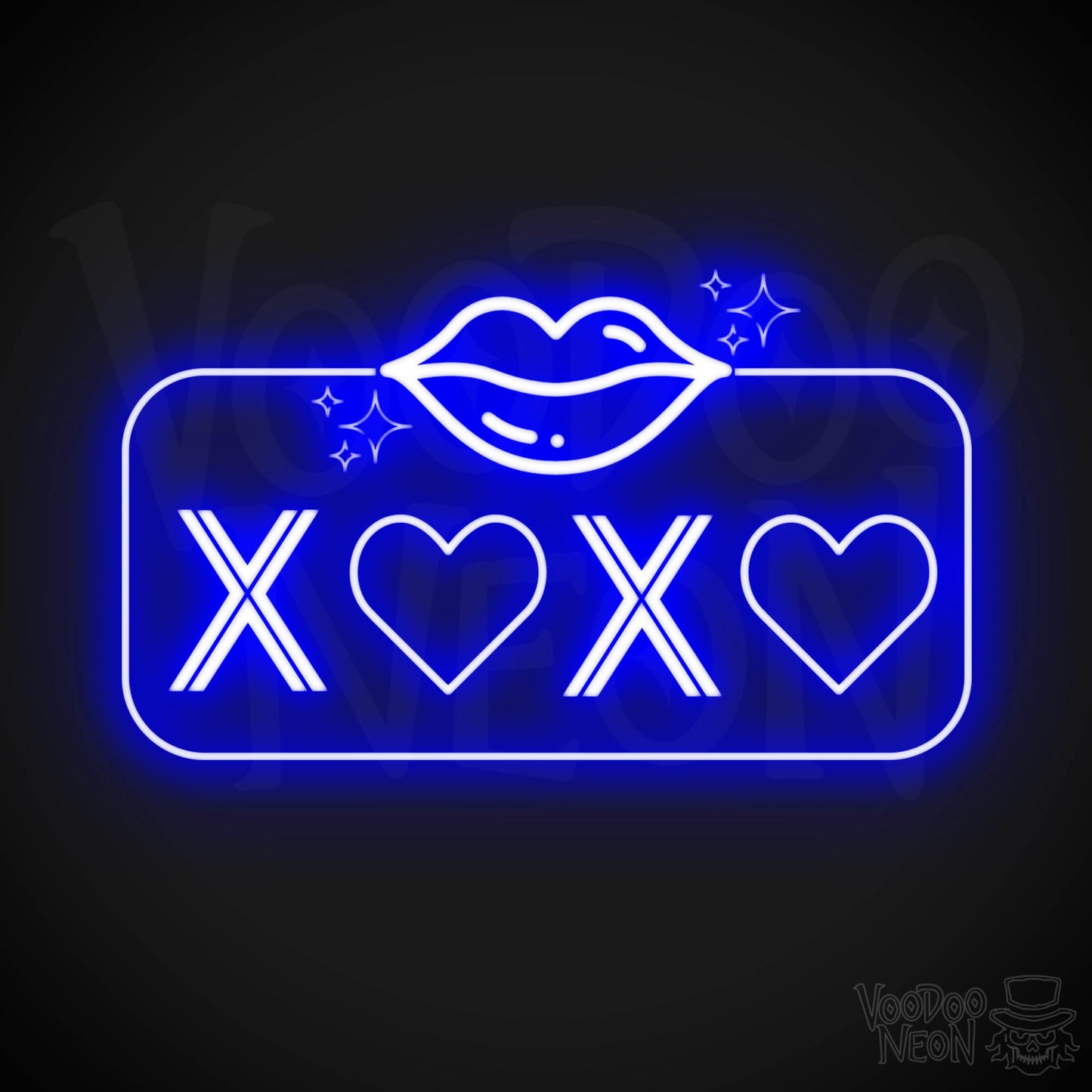 Xoxo Neon Sign - Neon XOXO - Kiss Hug Neon Wall Art - Color Dark Blue
