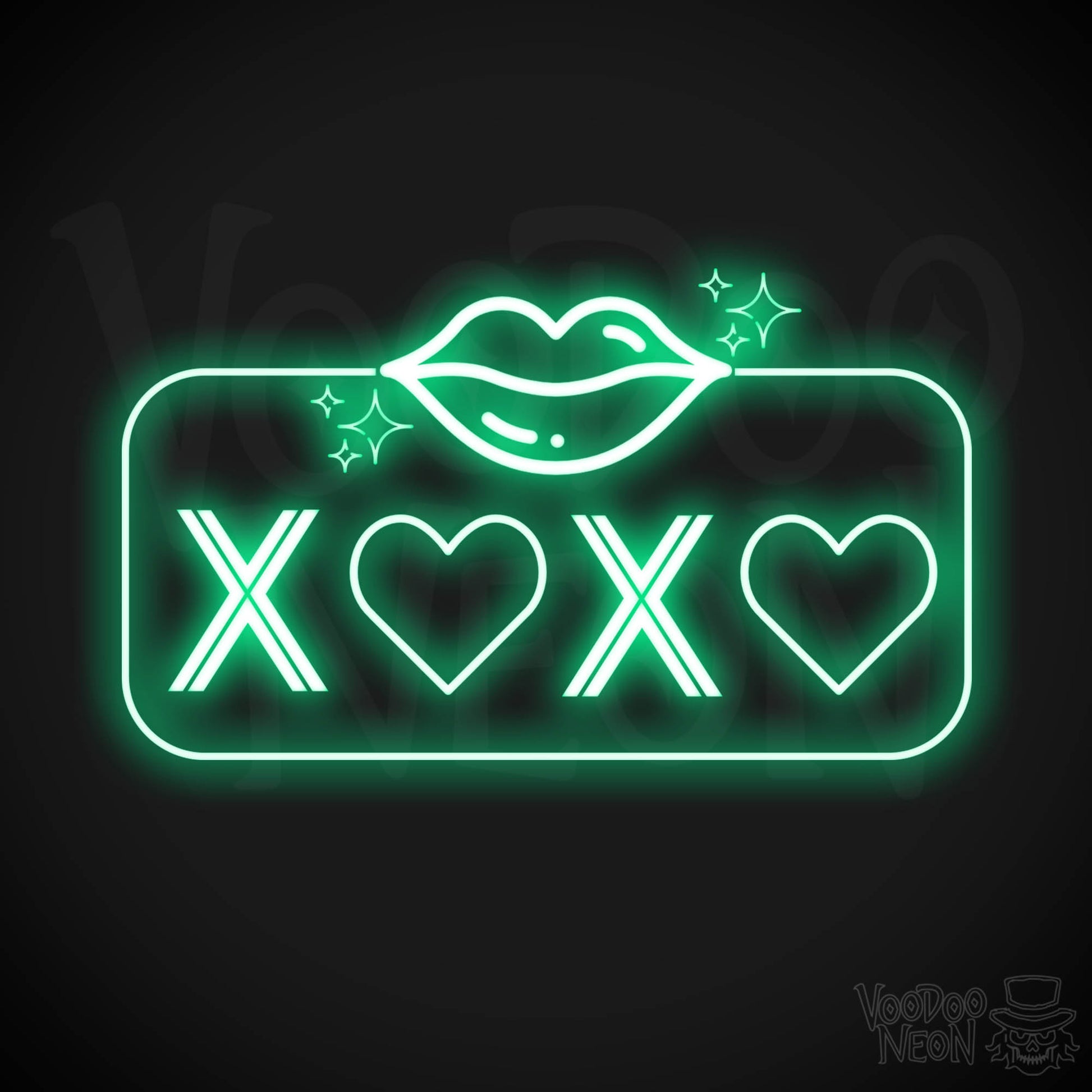 Xoxo Neon Sign - Neon XOXO - Kiss Hug Neon Wall Art - Color Green