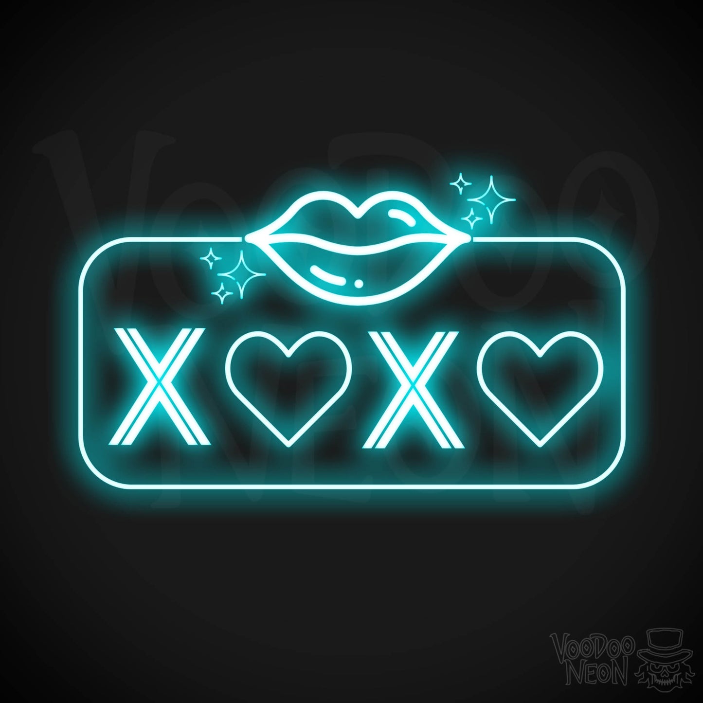 Xoxo Neon Sign - Neon XOXO - Kiss Hug Neon Wall Art - Color Ice Blue