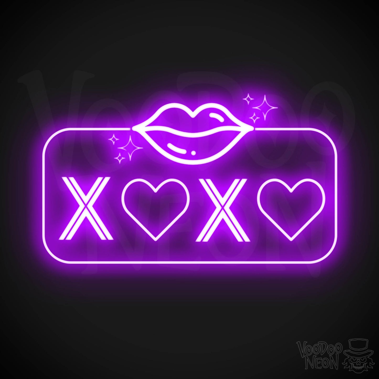 Xoxo Neon Sign - Neon XOXO - Kiss Hug Neon Wall Art - Color Purple
