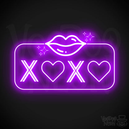 Xoxo Neon Sign - Neon XOXO - Kiss Hug Neon Wall Art - Color Purple