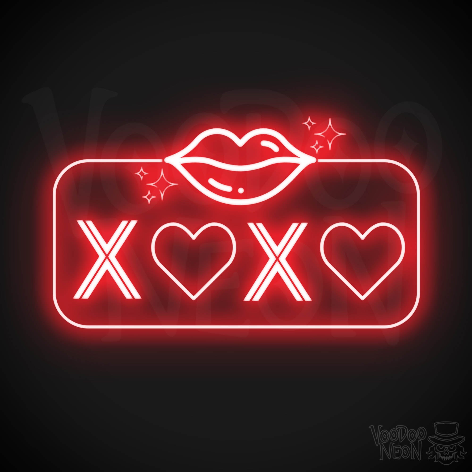 XOXO Neon Sign With Love Hearts - Voodoo Neon