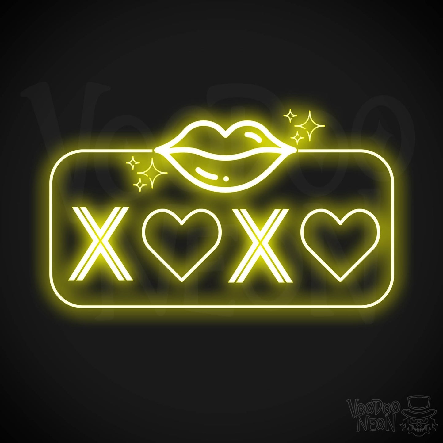 Xoxo Neon Sign - Neon XOXO - Kiss Hug Neon Wall Art - Color Yellow