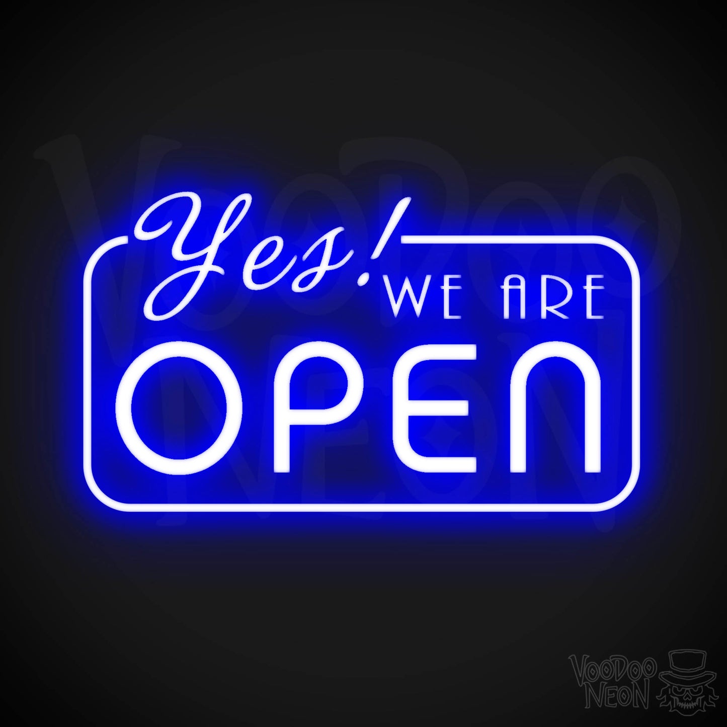 Yes We Are Open Neon Sign - Neon Yes We Are Open Sign - LED Sign - Color Dark Blue