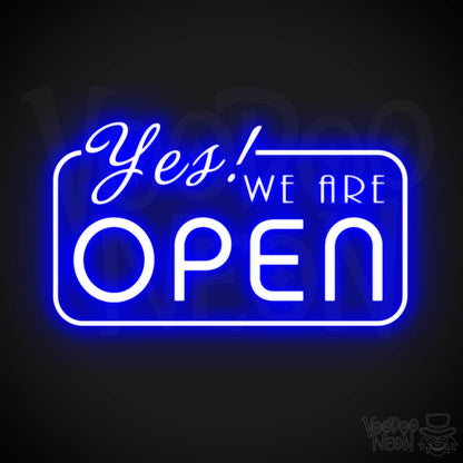 Yes We Are Open Neon Sign - Neon Yes We Are Open Sign - LED Sign - Color Dark Blue
