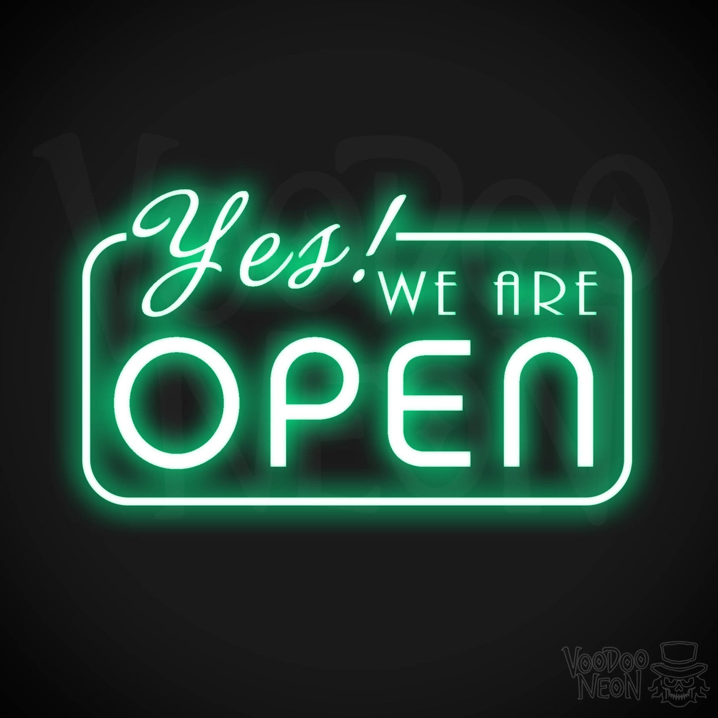 Yes We Are Open Neon Sign - Neon Yes We Are Open Sign - LED Sign - Color Green