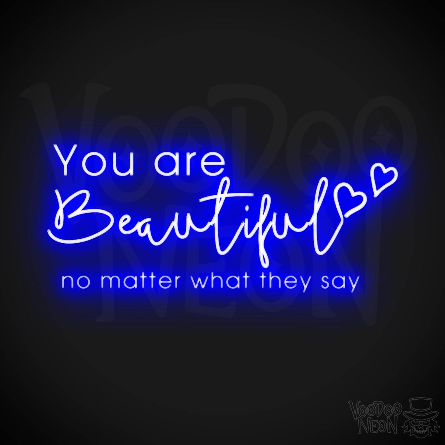 You Are Beautiful Neon Sign - Neon You Are Beautiful Sign - LED Wall Art - Color Dark Blue