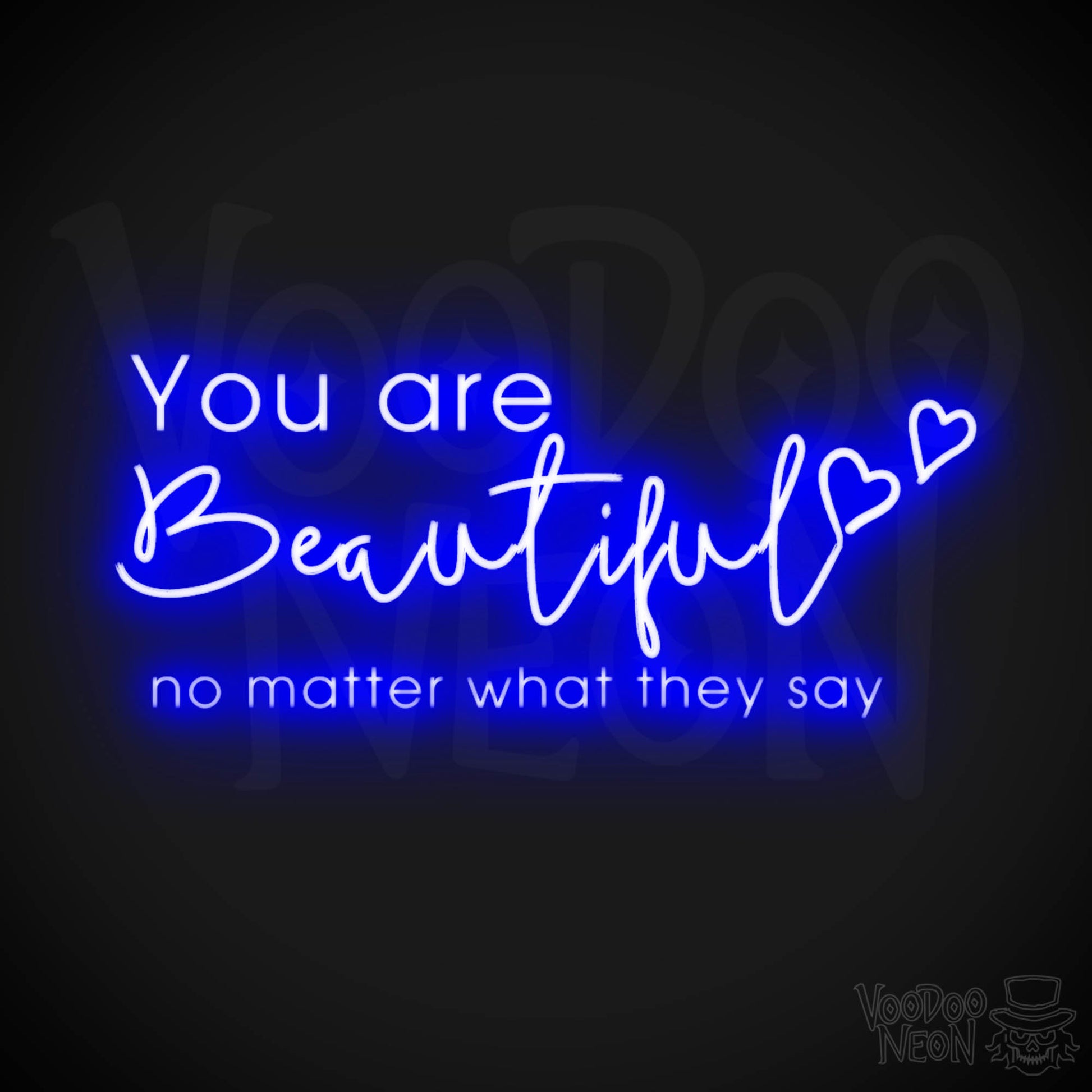 You Are Beautiful Neon Sign - Neon You Are Beautiful Sign - LED Wall Art - Color Dark Blue