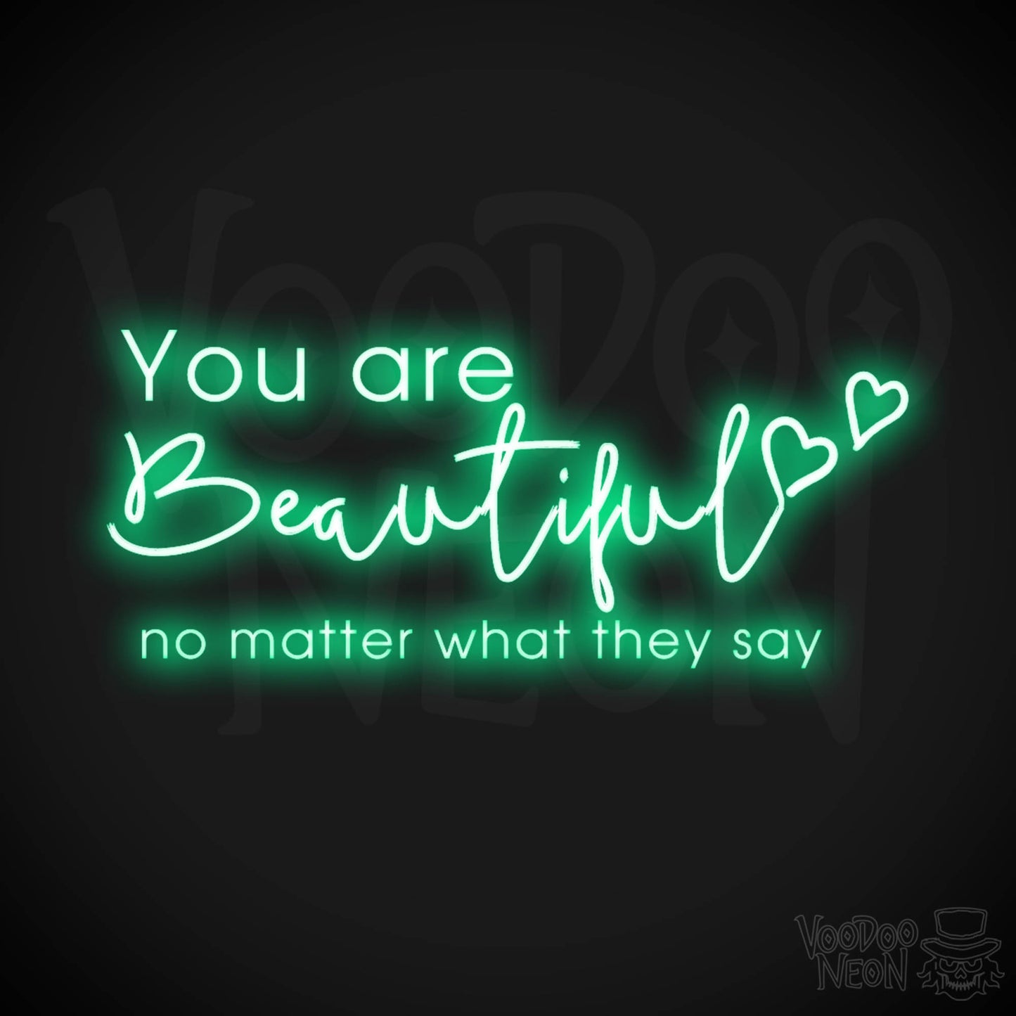 You Are Beautiful Neon Sign - Neon You Are Beautiful Sign - LED Wall Art - Color Green