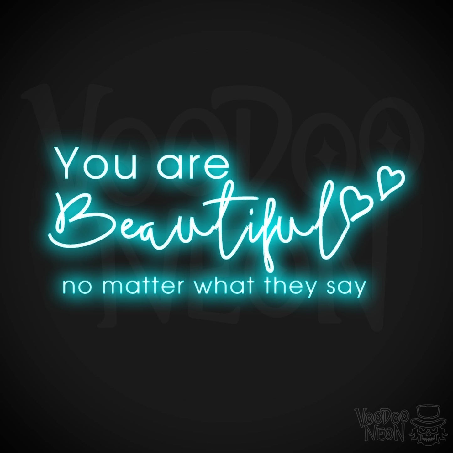 You Are Beautiful Neon Sign - Neon You Are Beautiful Sign - LED Wall Art - Color Ice Blue