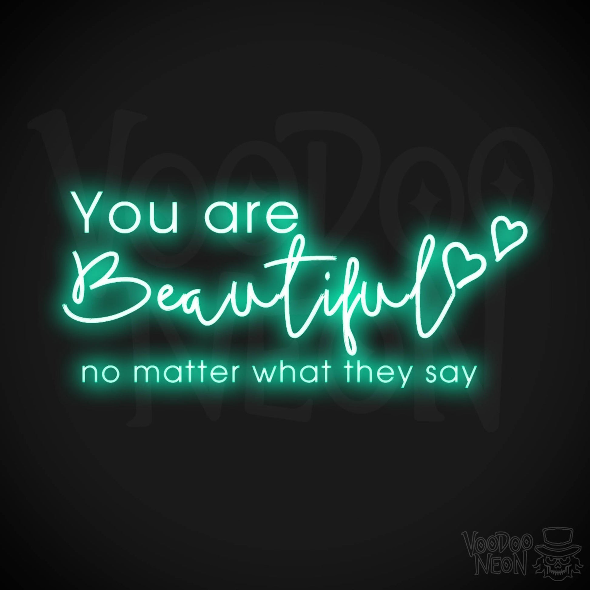 You Are Beautiful Neon Sign - Neon You Are Beautiful Sign - LED Wall Art - Color Light Green
