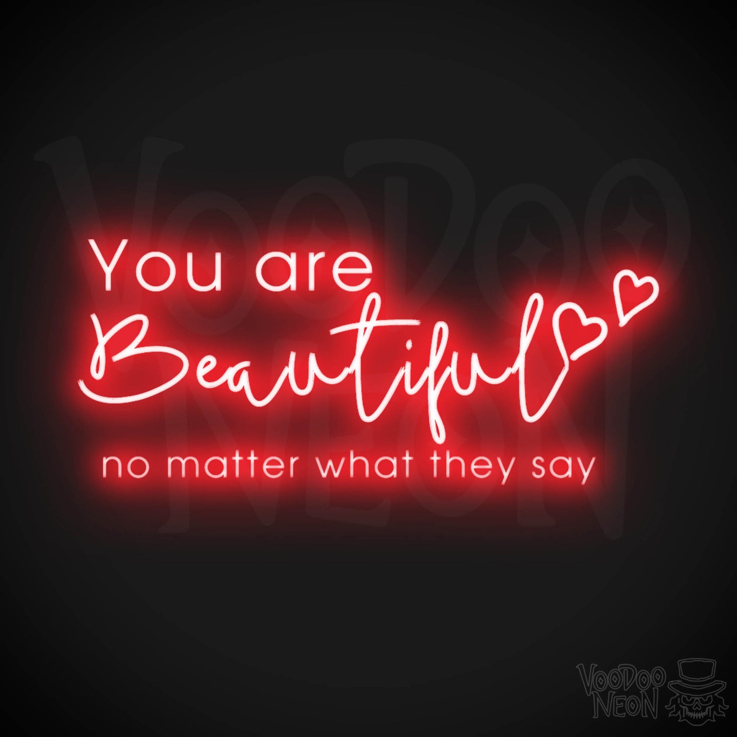 You Are Beautiful Neon Sign - Neon You Are Beautiful Sign - LED Wall Art - Color Red