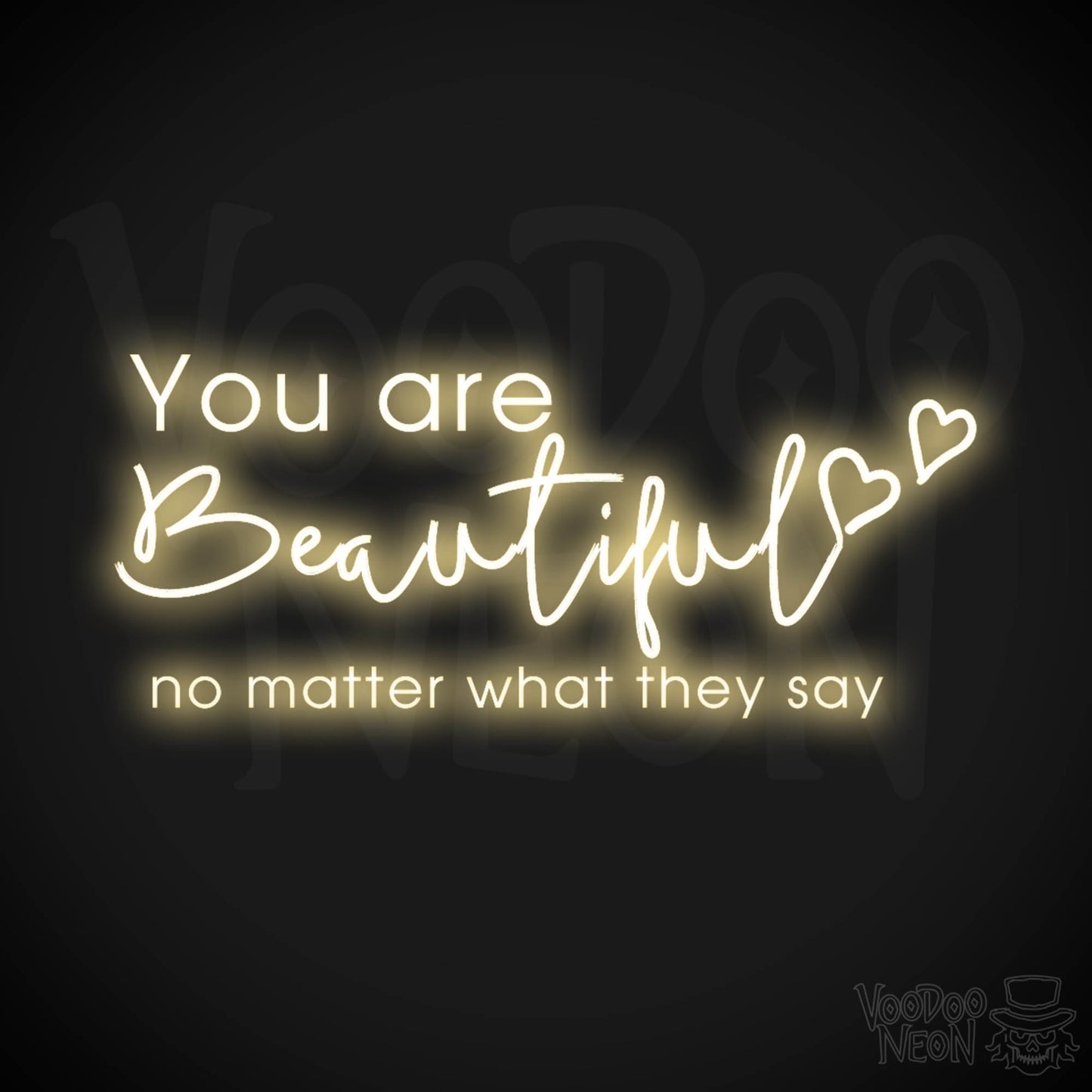 You Are Beautiful Neon Sign - Neon You Are Beautiful Sign - LED Wall Art - Color Warm White