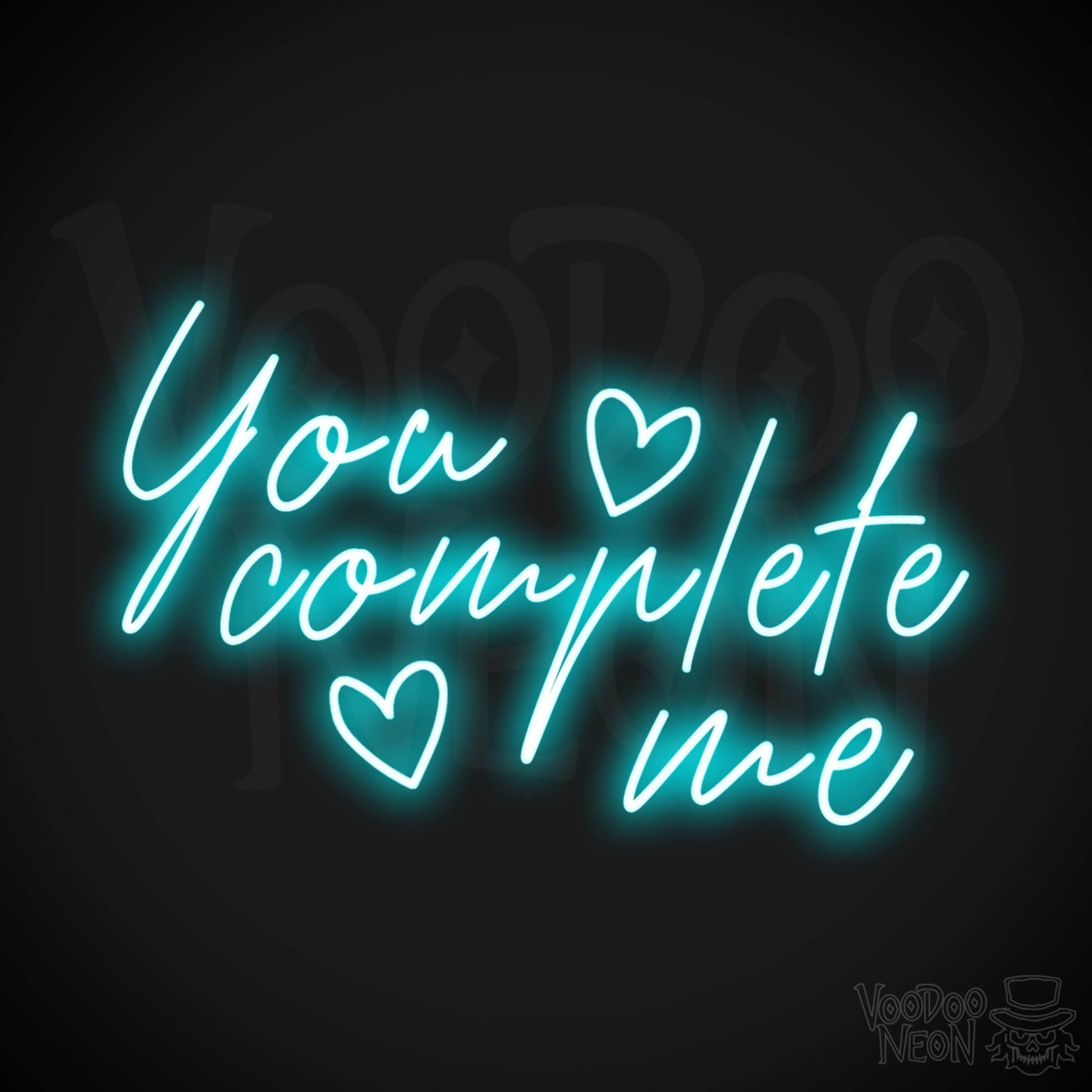 You Complete Me Neon Sign - You Complete Me Sign - Color Ice Blue